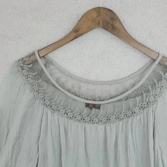 Carla Conti Women's Gray Silk Top Made In Italy Size L Slit back  11PT - Picture 4 of 10
